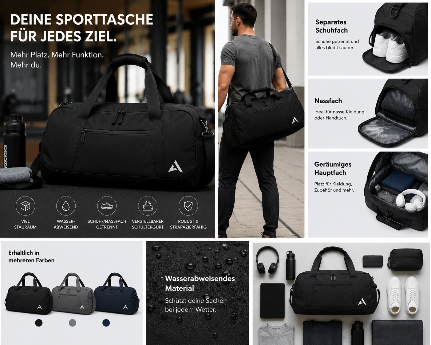 Premium Sporttasche für Damen & Herren - Fitness & Reise