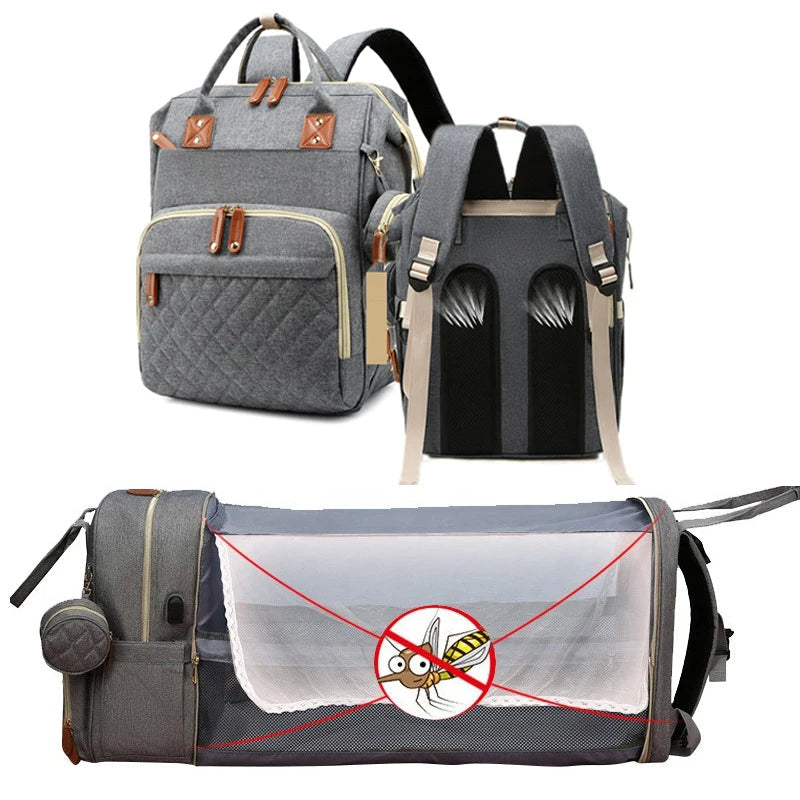2 in Baby Rucksack mit Wickelbett