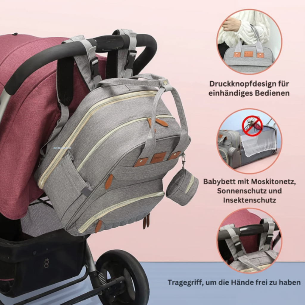 2 in Baby Rucksack mit Wickelbett